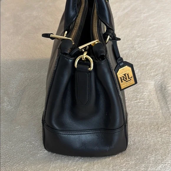 Lauren Ralph Lauren Black Leather Satchel - Picture 3 of 12